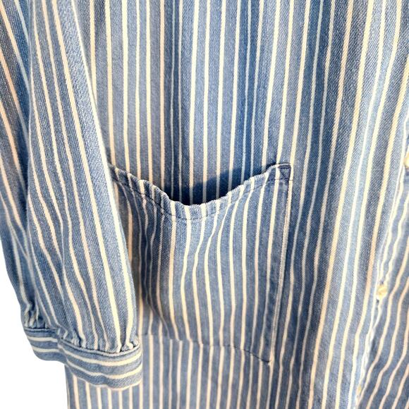 Old Navy Girls Dress 10 12 Blue Stripe Childs Large L Button Up Kids Teens - Picture 4 of 8